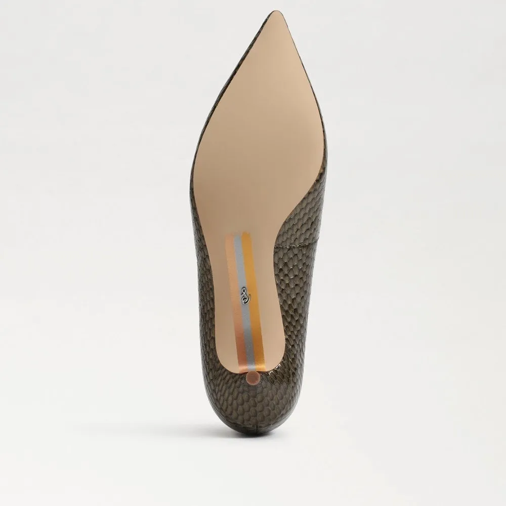 Sam Edelman Franci Olive Branch Pointed Toe Slip On Kitten Heeled Classic Pumps