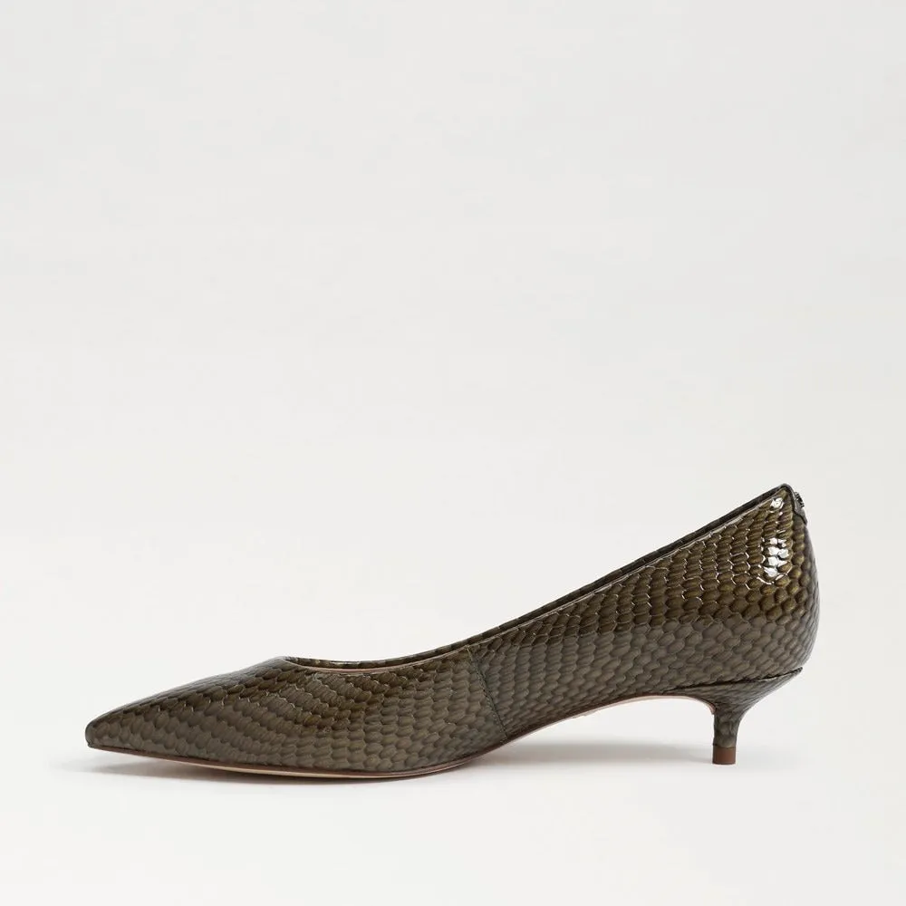Sam Edelman Franci Olive Branch Pointed Toe Slip On Kitten Heeled Classic Pumps