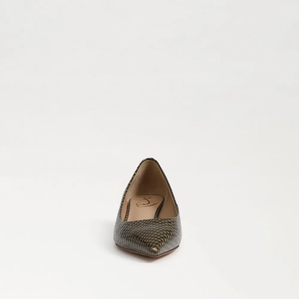 Sam Edelman Franci Olive Branch Pointed Toe Slip On Kitten Heeled Classic Pumps
