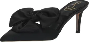 Sam Edelman Veranda Black Satin Pointed Toe Slip On Stiletto Heeled Mules Pumps