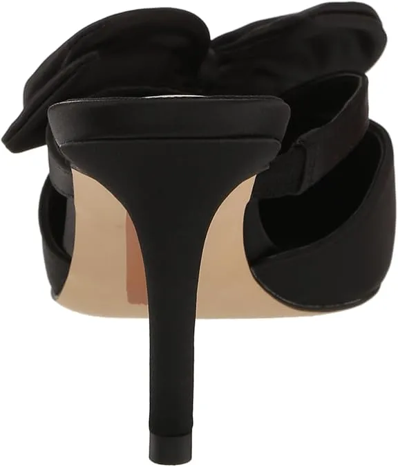 Sam Edelman Veranda Black Satin Pointed Toe Slip On Stiletto Heeled Mules Pumps