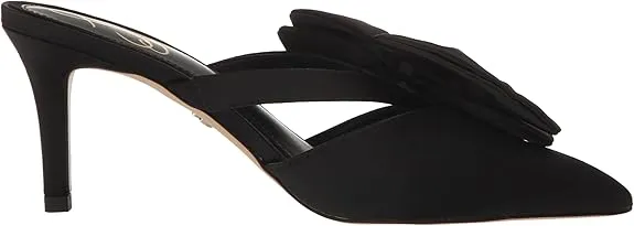 Sam Edelman Veranda Black Satin Pointed Toe Slip On Stiletto Heeled Mules Pumps