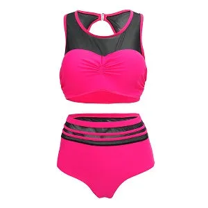 'Serena' Sporty High Waist Bikini -Pink