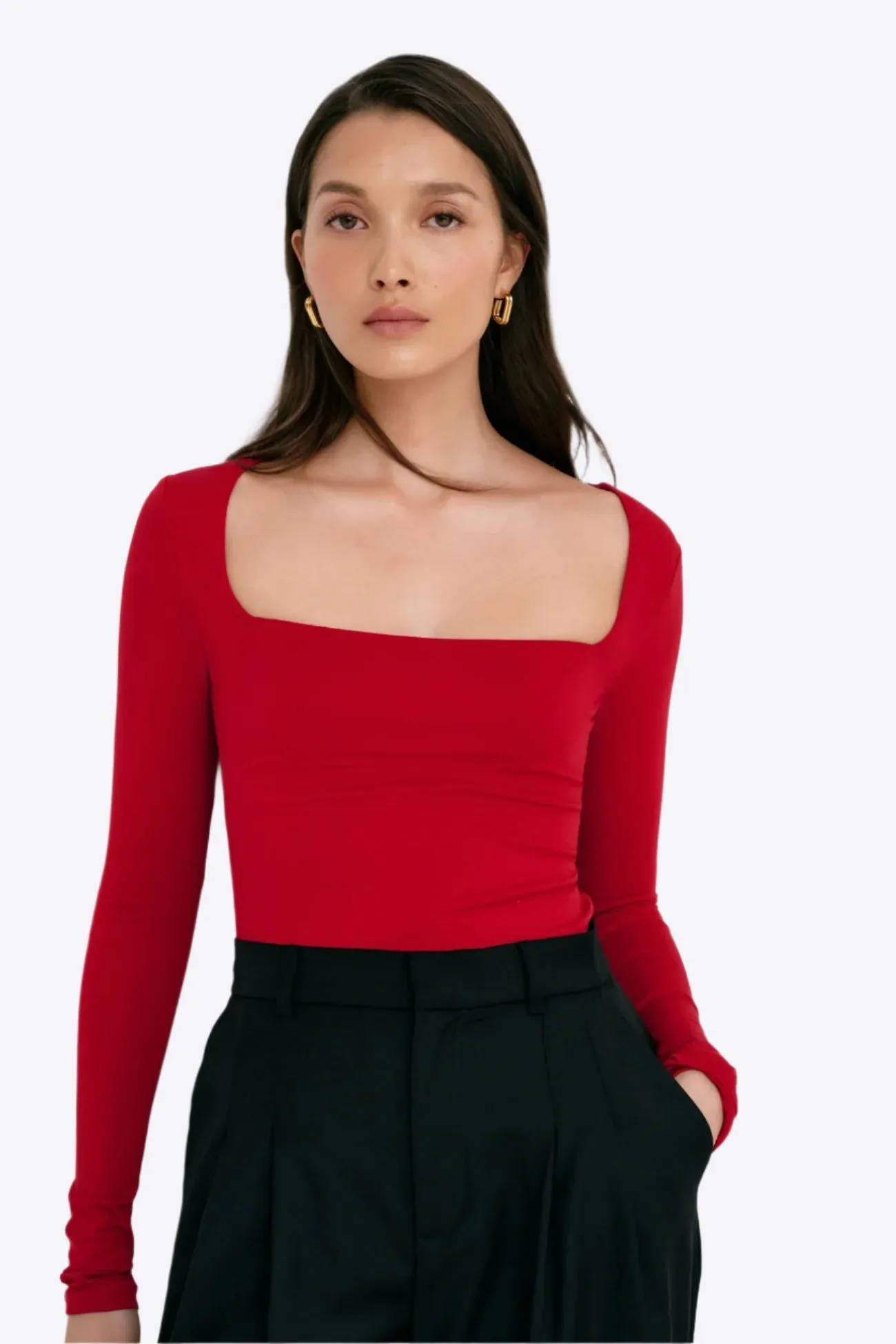 Square Neckline Knit Top