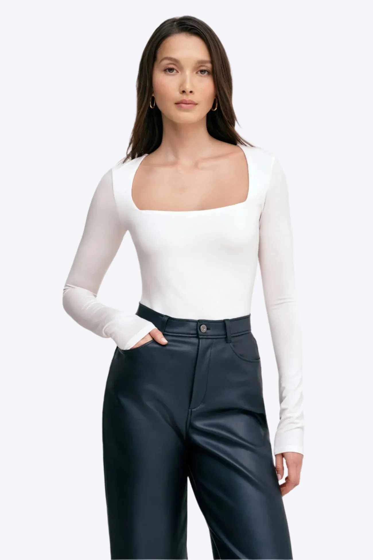 Square Neckline Knit Top