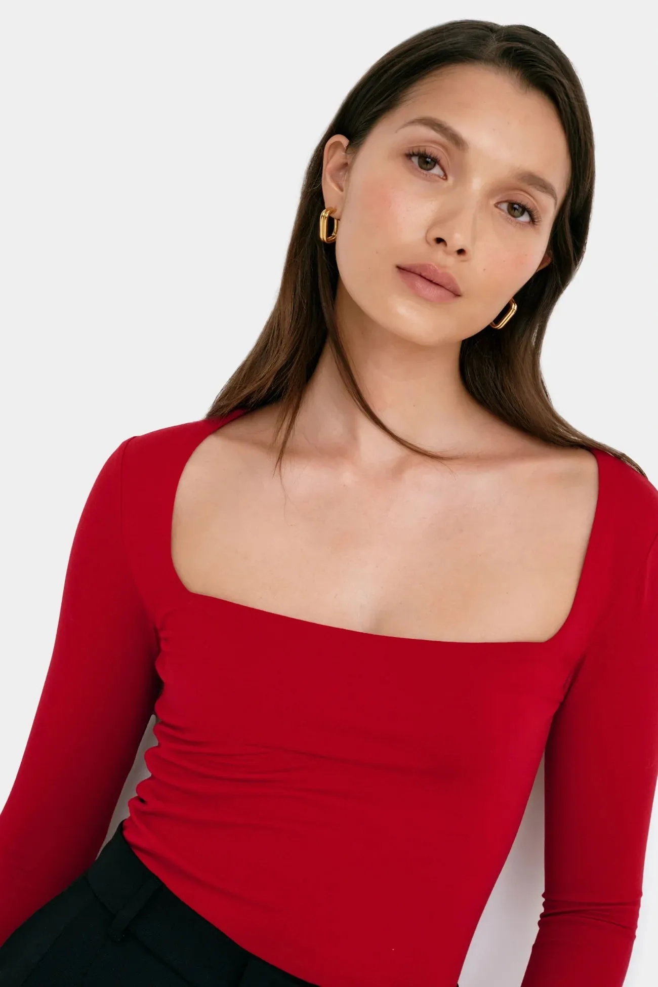Square Neckline Knit Top