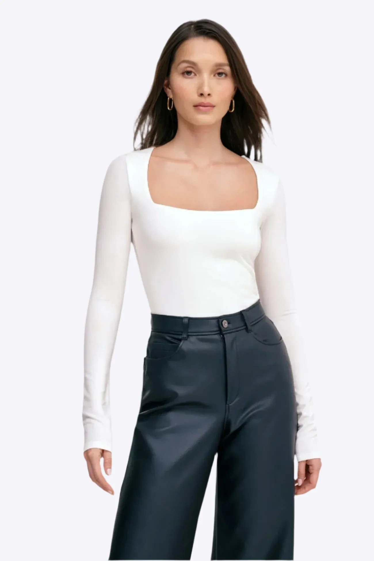 Square Neckline Knit Top