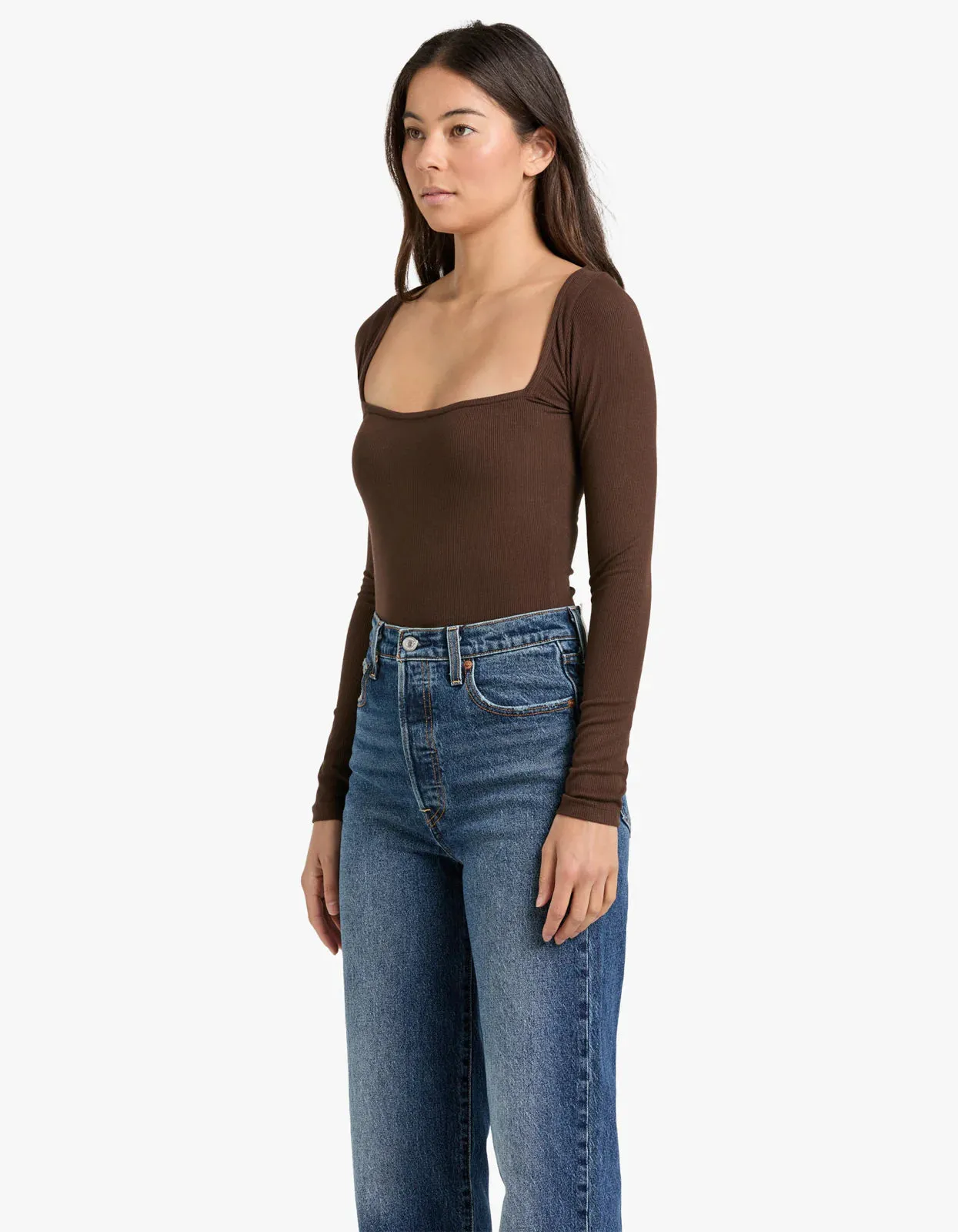 Square Neckline Knit Top