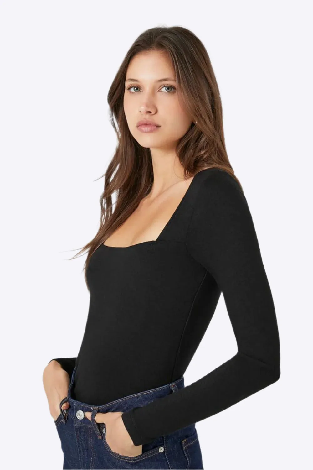 Square Neckline Knit Top