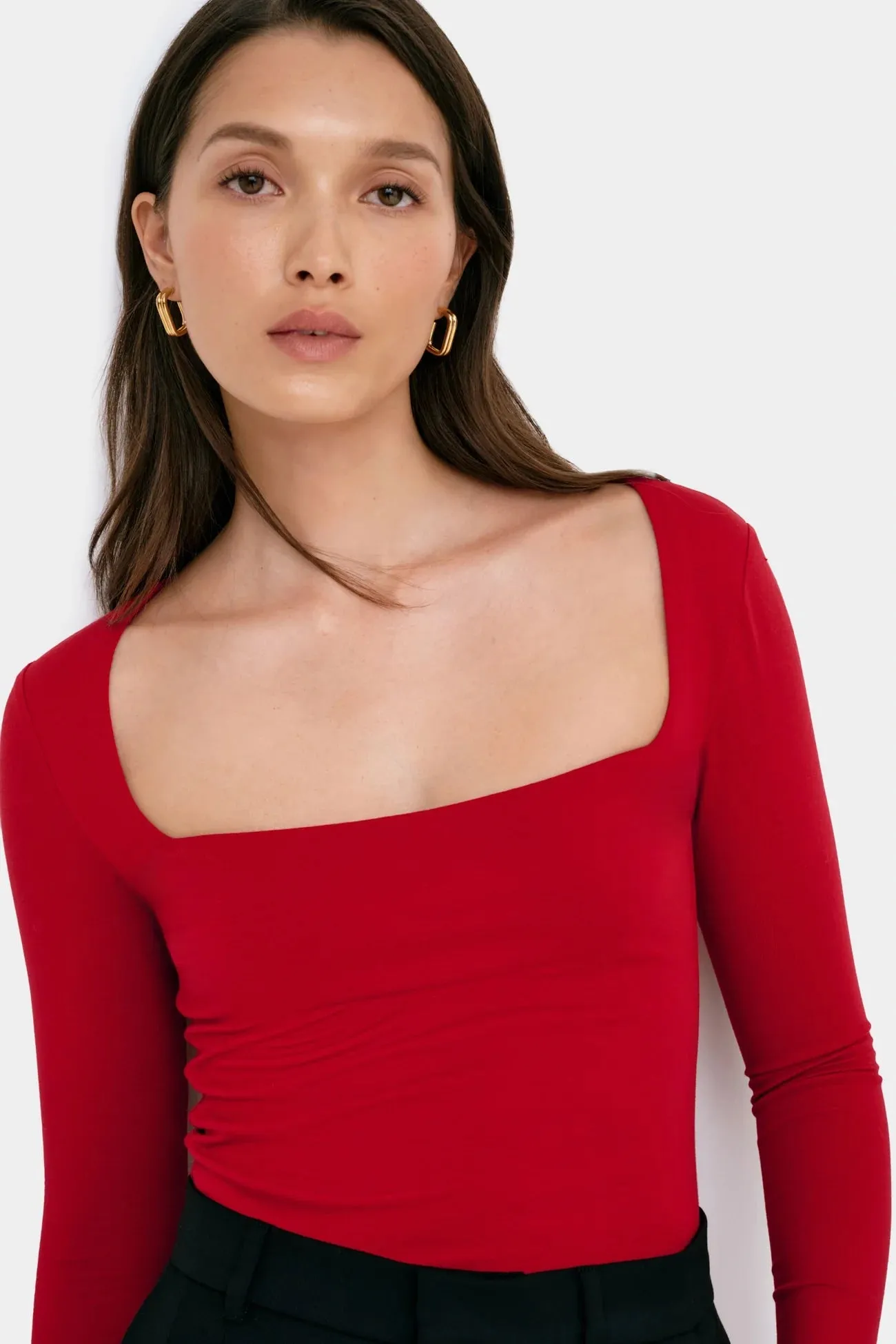 Square Neckline Knit Top