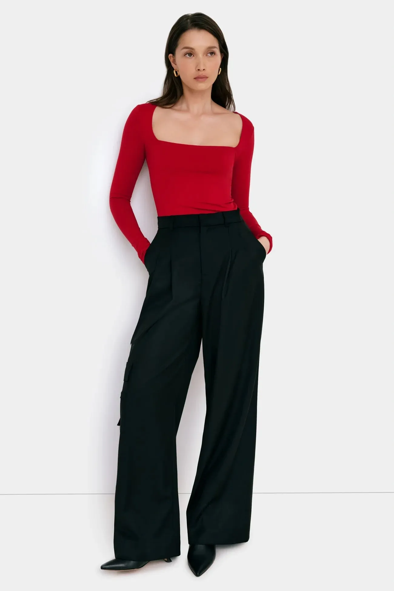 Square Neckline Knit Top