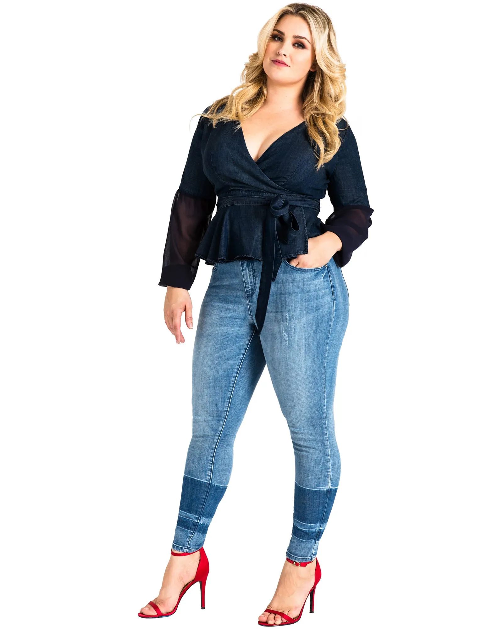 Stella Two Tone Contrast Stripe Jeans | Blue