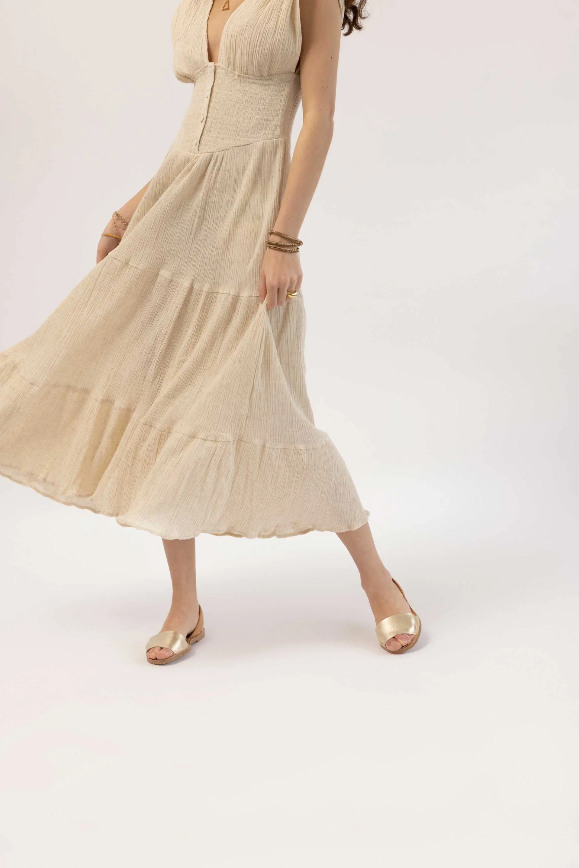 TERROSO ORO FRESCA - Gold & Tan Menorcan sandals