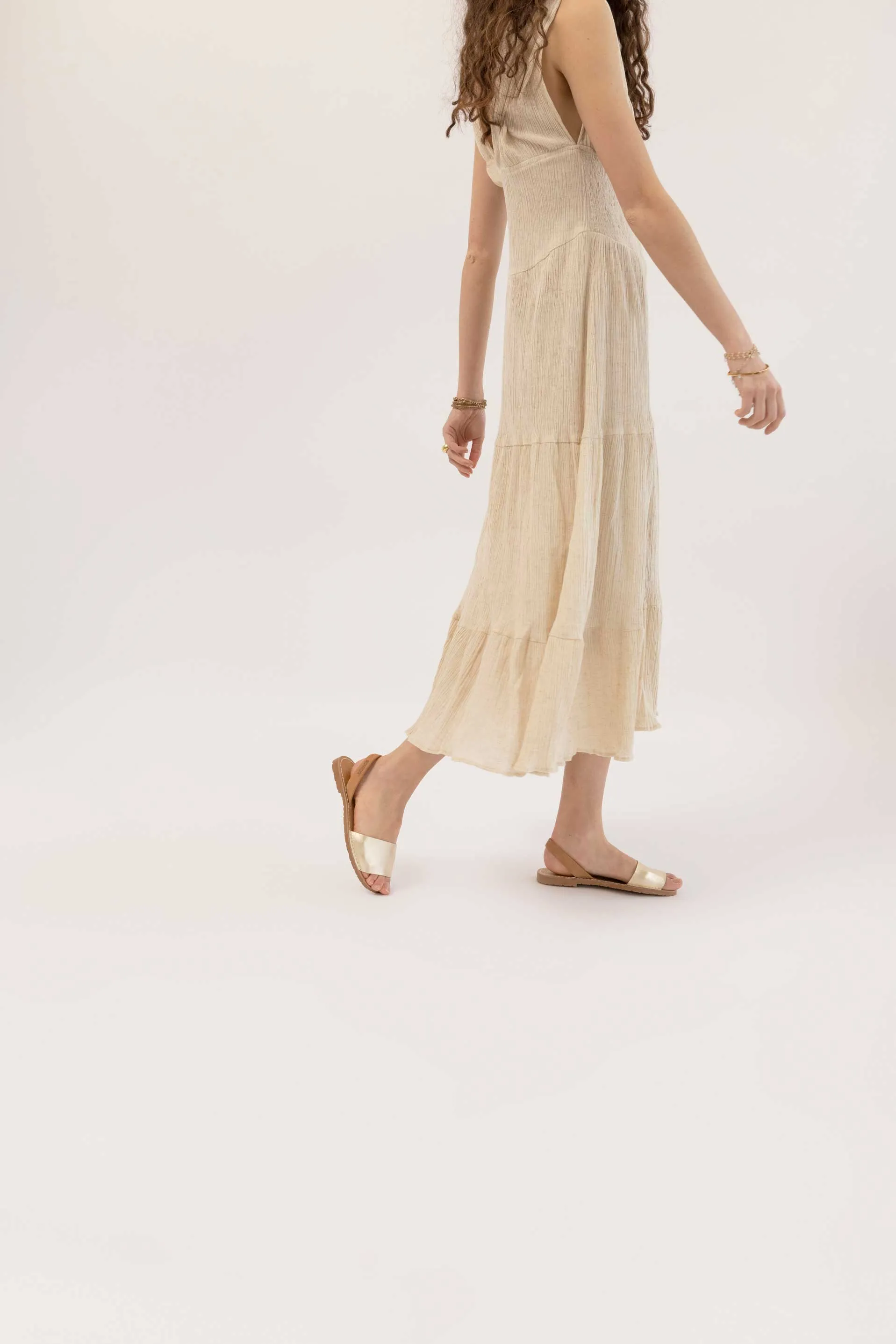 TERROSO ORO FRESCA - Gold & Tan Menorcan sandals