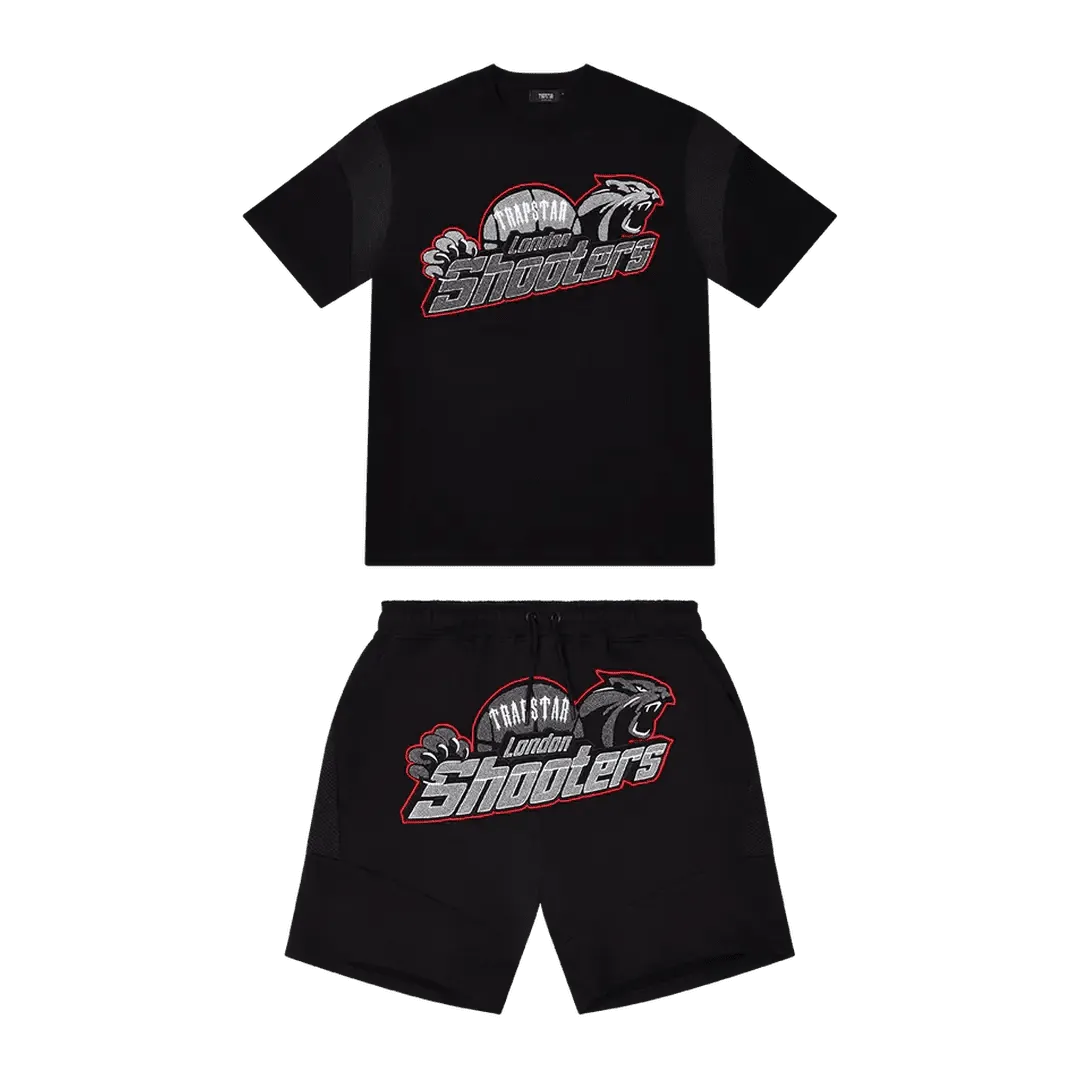 TRAPSTAR SHOOTERS SHORT SET - BLACK/RED