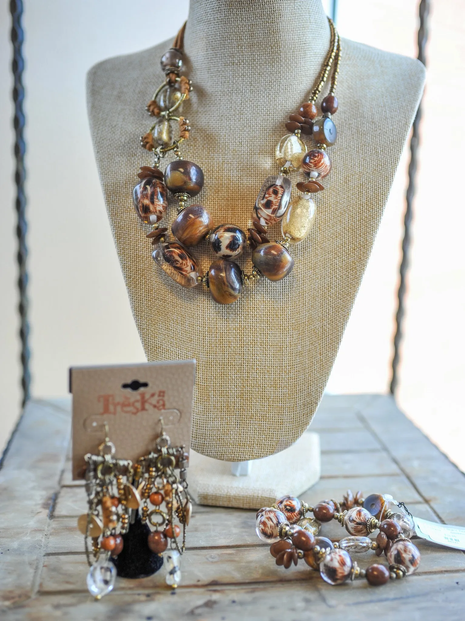 Treska | Chain & Bead Statement Earrings