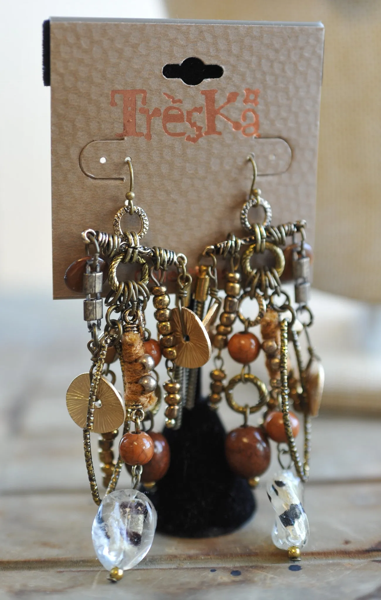 Treska | Chain & Bead Statement Earrings