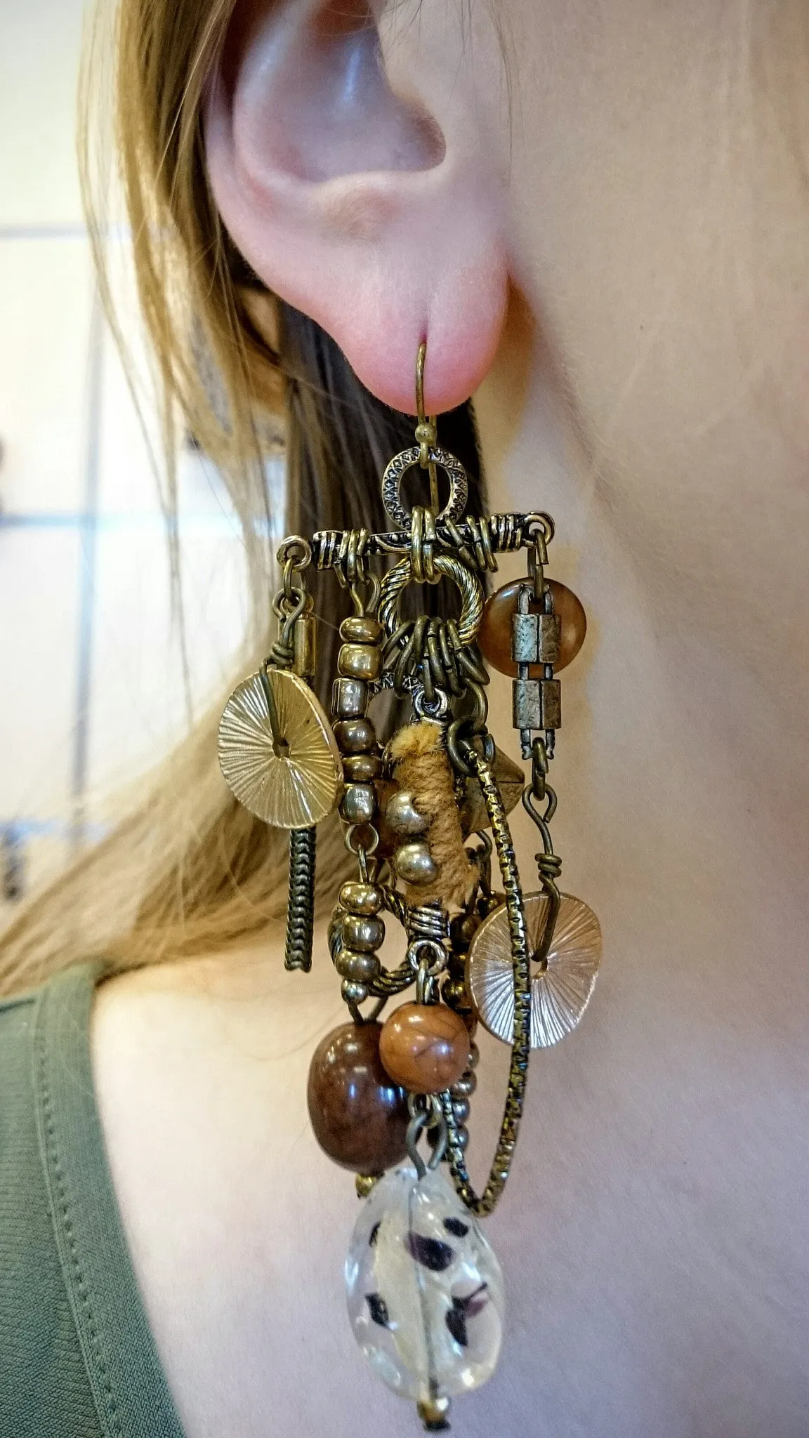 Treska | Chain & Bead Statement Earrings
