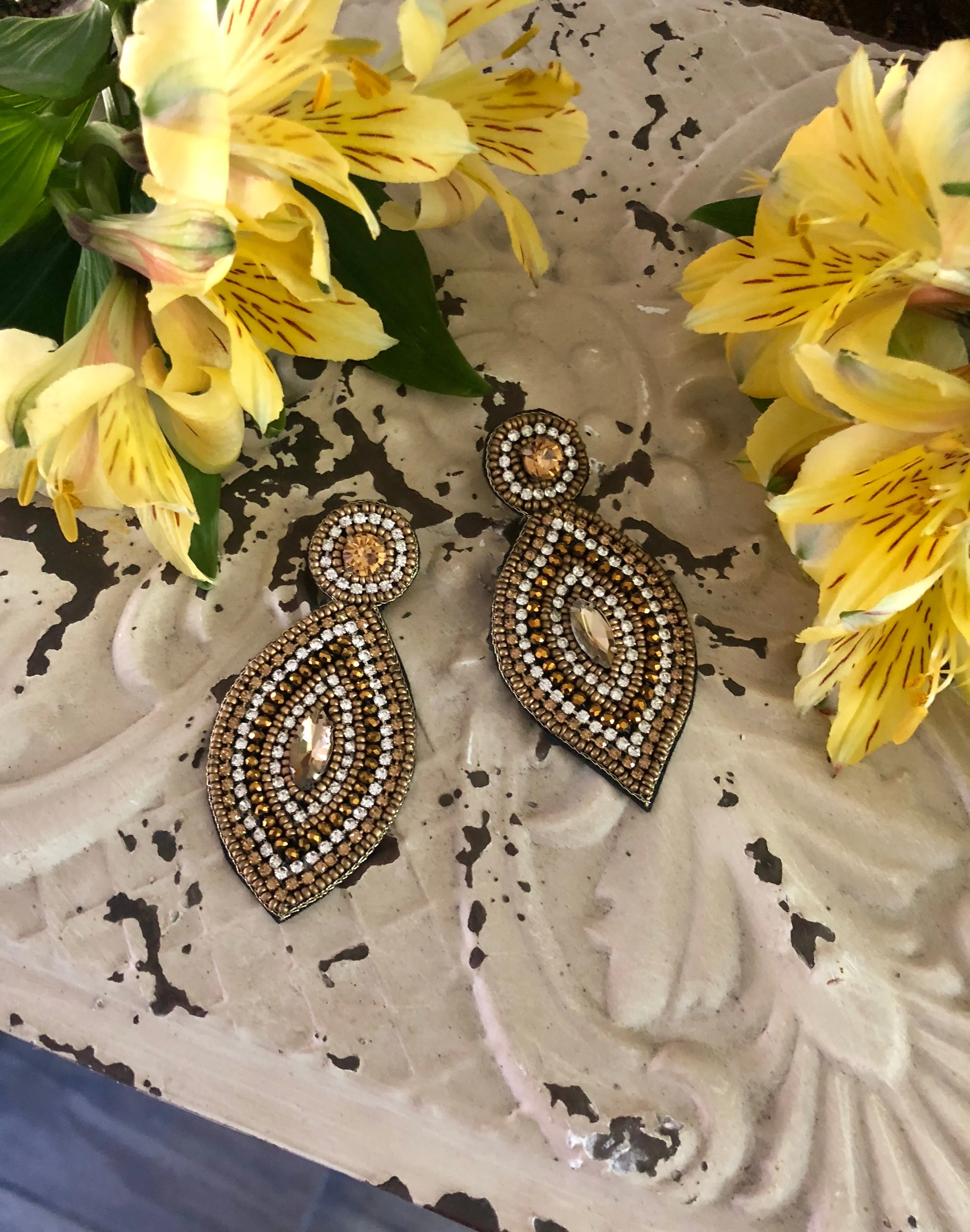 Tribecca Golden Hue Statement Earrings
