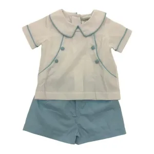 True Button Peter Pan Short Set - Blue