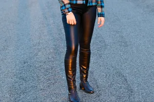Wet Look Black Skinny Jeans