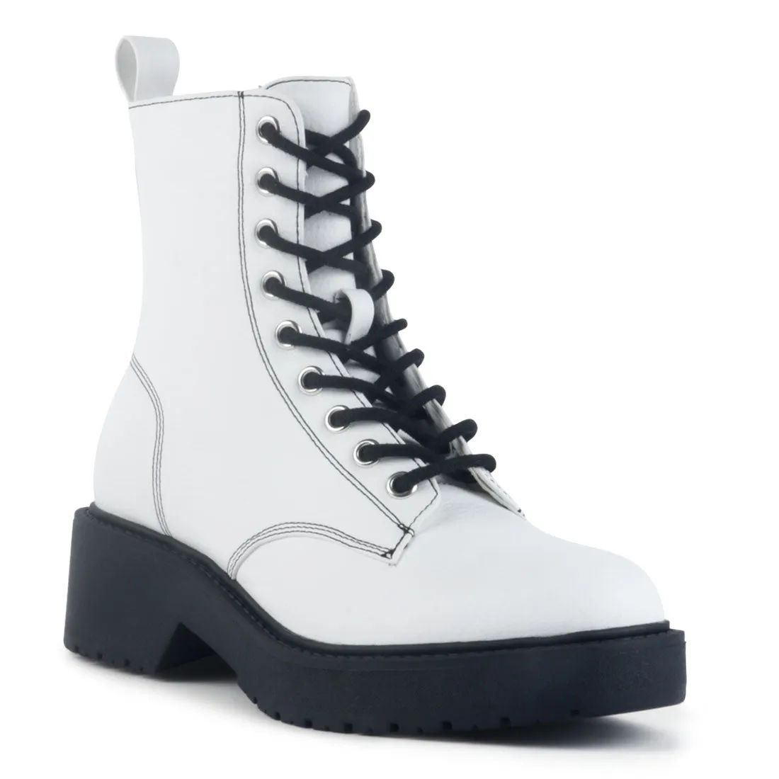 White Soft Leather Statement Boot