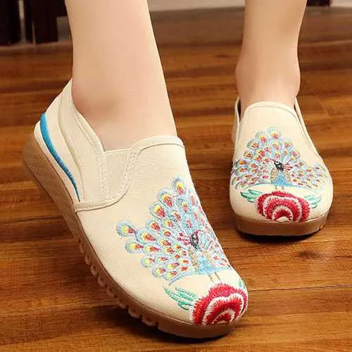 Women Loafers Flower Slip On Comfy Flat Casual Shoes