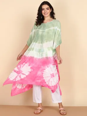 Women Tie Dyed Crepe Kaftan Kurta