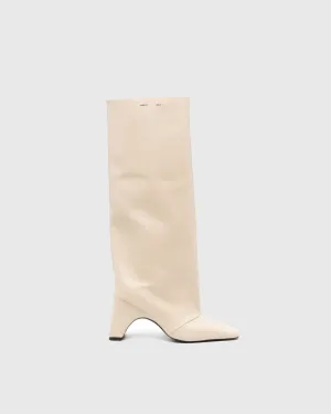 Yamin Leather Knee High Boots In White